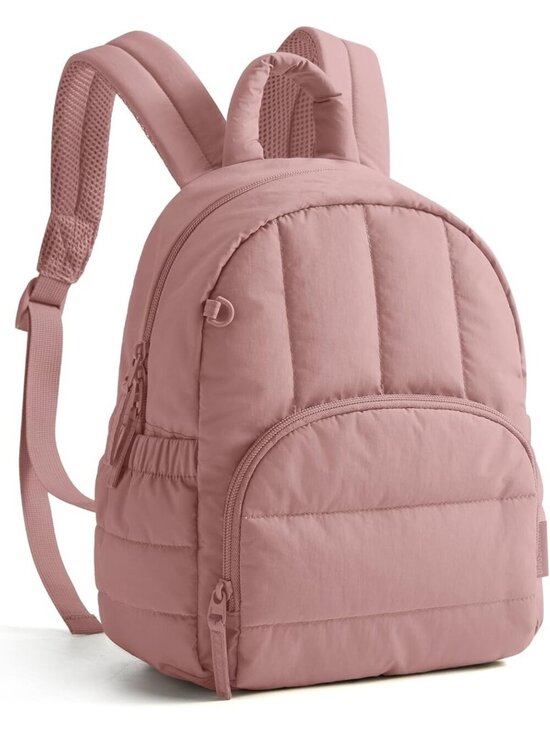 Women\'s Dark Pink Lightweight Quilted Casual Travel Mini Backpack Bookbag main image 5